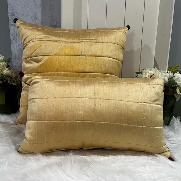 NEW Set Pier One Imports Silk Shantung Asian Floral Multi Colored Throw Pillow - Picture 6 of 16